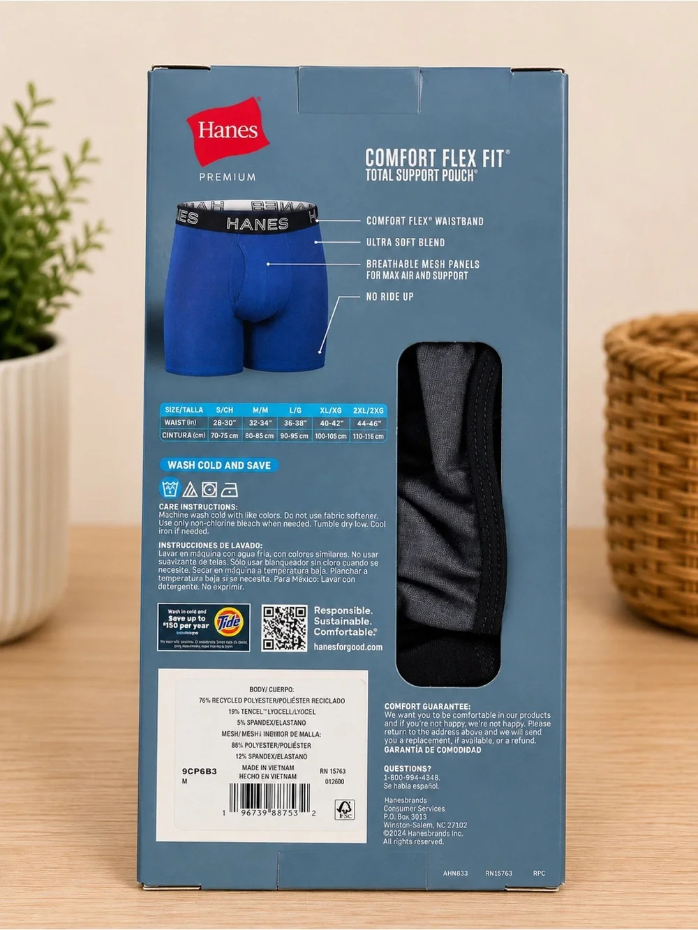 Hanes Premium Comfort Flex Fit Boxer Briefs 3-Pack Men’s Medium NEW